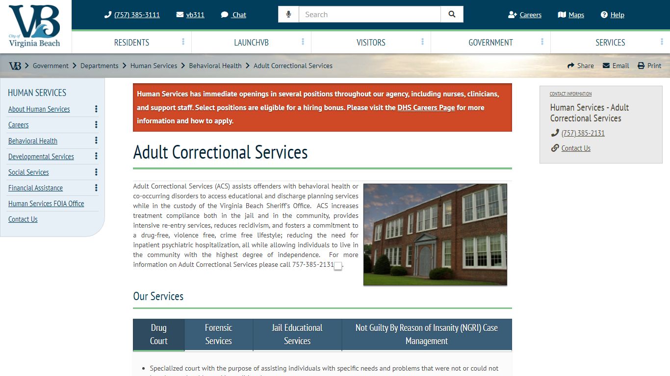 Adult Correctional Services :: VBgov.com - City of Virginia Beach