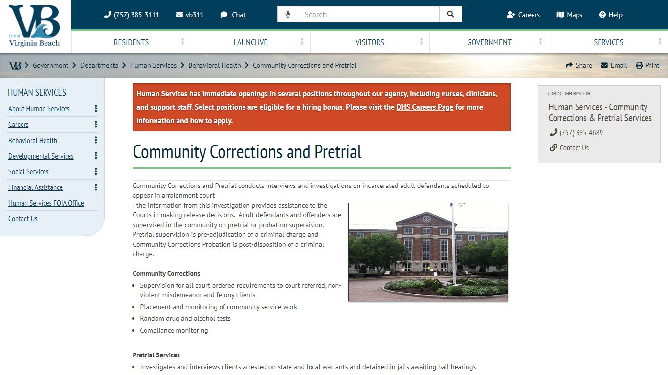 Community Corrections and Pretrial - City of Virginia Beach